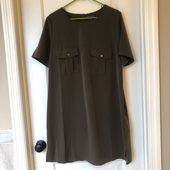 Forever21+ Army Green Dress - Picture 2 of 5